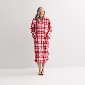 Халат Petite с длинным ворсом и молнией спереди Croft & Barrow, Jolly Plaid