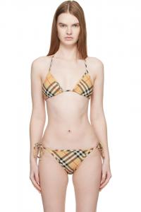 Burberry Бежевый клетчатый верх от бикини