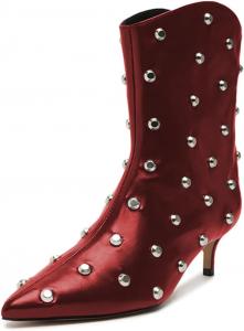 Женские уникальные ботильоны miss left с заклепками, круглым носком, низким каблуком-киссет, на платформе, слипоны, короткие ботинки, модные для вечеринки и повседневной носки, размеры 4-16 US, Red