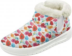 Женские зимние ботинки на снег, водонепроницаемые, короткие, легкие, теплые с плюшевой отделкой, зимние ботинки с противоскользящей подошвой, модные, размеры 36-48 Quxjehoe, Colorful Flowers