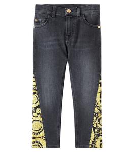 Прямые джинсы Barocco Versace Kids, Black+Gold