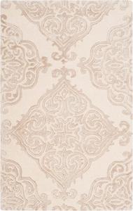 SAFAVIEH Glamour Collection декоративный ковер, 77 x 122 см, Ivory & Beige, ручной работы из шерсти и вискозы, идеален для помещений с высокой проходимостью: прихожая, гостиная, спальня (GLM568B)