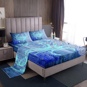 Erosebridal Комплект постельного белья Blue Crab в стиле бохо с мандалой и морской тематикой, Color 33