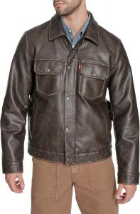 Мужская куртка Levi's из искусственной кожи со стеганой подкладкой, Brown