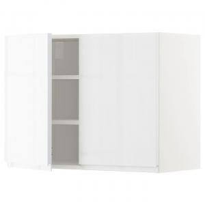 Настенный шкаф с полками/2 дверцы METOD IKEA, 80x37x60 см, цвет white/voxtorp high-gloss/white