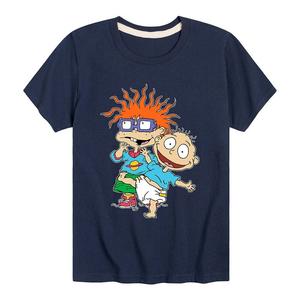 Футболка с рисунком Rugrats Friends для мальчиков 8–20 лет Nickelodeon, синий