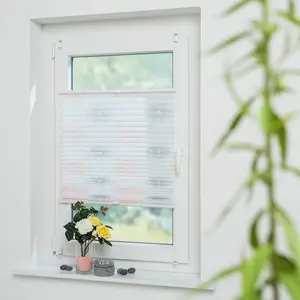 Плиссе Blume grau защита от света без сверления, натяжной Liedeco, серо-белый/белый/белый