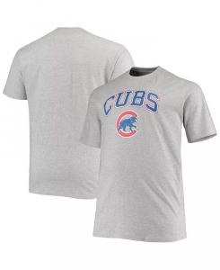 Мужская серая футболка Chicago Cubs Big and Tall среднего размера с меланжевым рисунком Fanatics