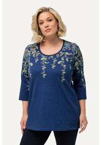 Топ с длинными рукавами PRINT ROUND NECK Ulla Popken, синий