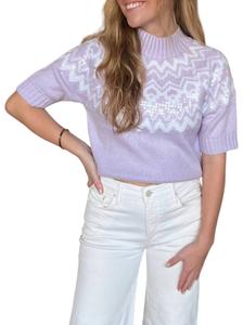 Джемпер Juliana с короткими рукавами и воротником-стойкой в сиренево-белой гамме Design History