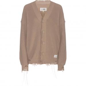 Потертый кардиган с v-образным вырезом MM6 Maison Margiela, Light Umber