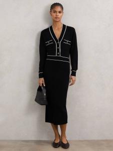 Платье-джемпер Petite Lorrie из шерстяной смеси Reiss, Black/Ivory