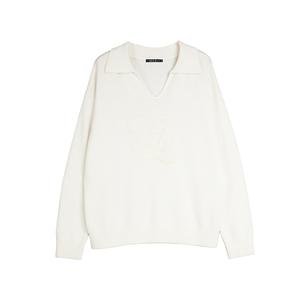 ELLE Свитер женский белый с воротником-поло Moderate Others