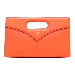 Тисненая кожаная сумка через плечо на одно плечо малого размера женская оранжевая MCM