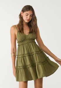Платье Stradivarius SHORT WITH RUFFLES, Khaki