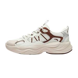 Амортизирующие износостойкие низкие массивные кроссовки для мужчин ANTA, айвори белый/Pure белый/Haute Couture коричневый/светло-синий серый/Chalk (Leather Mesh)