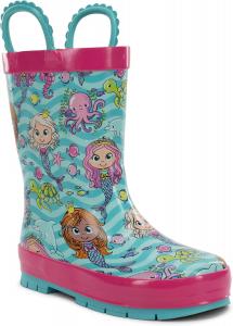Детские резиновые сапоги Western Chief с ручками для надевания - премиальные водонепроницаемые сапоги для мальчиков и девочек, Mermaid Magic