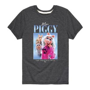 Футболка Disney's The Muppets Miss Piggy Boys 8–20 OG с рисунком Diva Disney, серый