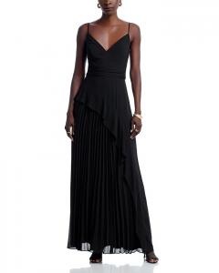 Длинное плиссированное платье из шифона - эксклюзив AQUA, черный