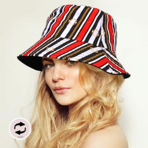 Двусторонняя панама с цепочным узором FASHNZFAB, красно-белый