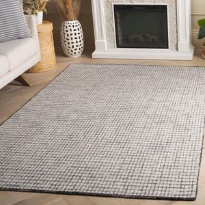 Ковер SAFAVIEH, 183 x 183 см,  Abstract Collection, Ivory & Black, ручная работа из шерсти, идеально для гостиной, спальни, столовой (ABT256Z-6SQ)