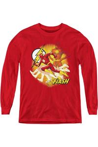 Футболка с длинным рукавом для подростков "Лига Справедливости Америки" Lightning Fast Gildan, красный