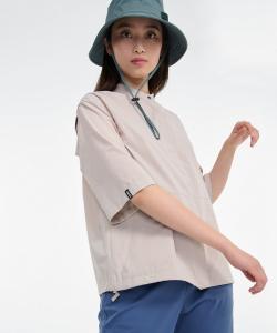 Рубашка без воротника с коротким рукавом, защитой от УФ-излучения UPF40, влагоотводящей и быстросохнущей тканью.