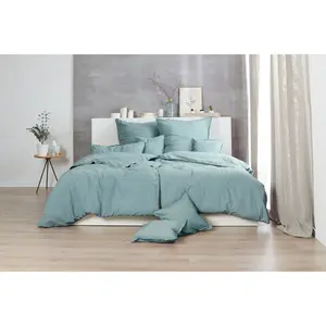 Постельное белье Primera «Stone-Washed», с мелкой складкой, качество Renforceé, из 100% хлопка, с застежкой-молнией, легкое в уходе, сертифицировано STANDARD 100 от OEKO-TEX, зеленый