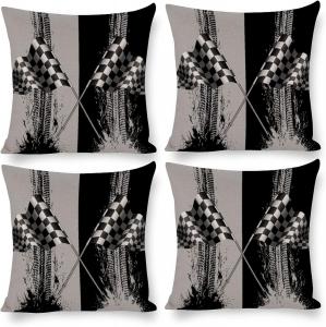Kazynee Чехлы для подушек с флагом гоночного автомобиля, тематика экстремального спорта, черно-белый клетчатый флаг, для дивана в гостиную