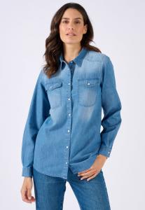Блуза Damart Button-down blouse, Medium Denim/Blue