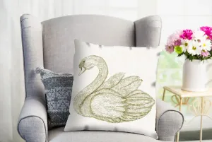 Чехол на подушку Queence "Farrell", (1 шт.), лебедь 50х50 см, бежевый