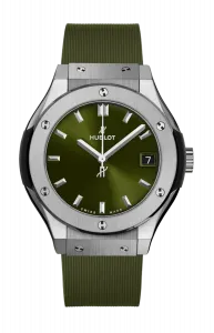 Часы Hublot Classic fusion titanium зеленые 33 мм