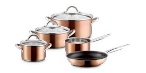 Набор кастрюль MÄSER Asterion, нержавеющая сталь, медь, 8 предметов, кастрюли со стеклянной крышкой