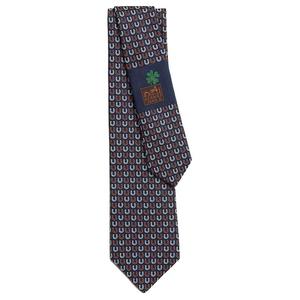 HERMES Мужской галл из тутового шелка морской синий с оранжевым, Marine Blue/Orange