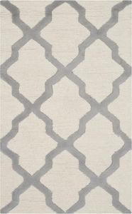 Ковер SAFAVIEH, 77 x 122 см, Cambridge Collection, Ivory & Silver, ручной работы с узором Trellis из шерсти, идеален для помещений с высокой проходимостью: прихожая, гостиная, спальня (CAM121Y)