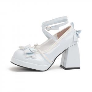 Модные и универсальные туфли Mary Jane на массивном каблуке 9 см Medd, синий