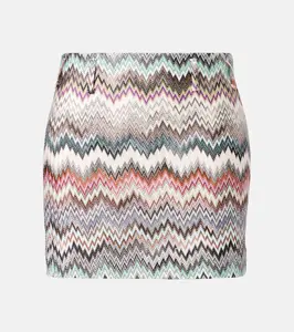 Мини-юбка зигзаг Missoni, Multicolor white, brown, blue