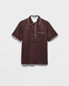 Футболка-поло из лизи-коттона Prada, эбеновый