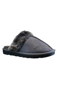 Пушистые зимние теплые и уютные тапочки с закрытым носком на подкладке из искусственной замши IVACHY, серый