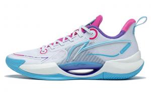 Баскетбольные кроссовки Super Light V2 мужские с низким верхом белого/синего/фиолетового цвета Lining