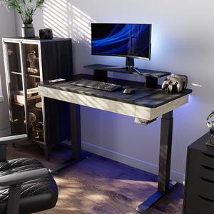 Электрический стол PSEAT с регулировкой высоты, 120 см, черный с тиснением + состаренное дерево, для дома и офиса