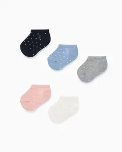 Набор из 5 вязаных носков для девочки с горошком Zippy, темно-синий