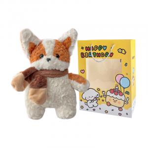 Мягкая игрушка щенок с шарфом высота 35см MENGMENGBUNNY, желтый