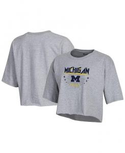 Женская укороченная футболка Heather Grey Michigan Wolverines Boyfriend Champion, серый
