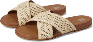 Сандалии FitFlop Gracie Woven Cross Slides, цвет Deep Tan/Ivory