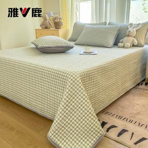 Yalu Простыня молочный вельвет 230х250 см, утепленная, флисовая, цвет Fresh Green Grid