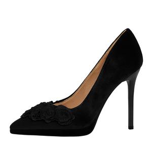 Туфли на тонком каблуке, высокие, 11 см, женские QITUMAUL, Black[Heel Height 11Cm]