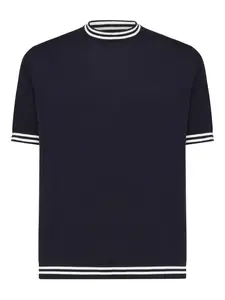 Хлопковый свитер с короткими рукавами Eleventy, синий