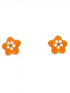 Adeliás Серьги-гвоздики из серебра 925 пробы в форме цветка - оранжевые в серебристом исполнении