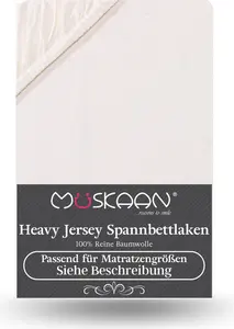 Простыня на резинке из плотного трикотажа 180x200 см - 200x200 см + верхний слой 15 см, 160 г/м², натуральная Müskaan